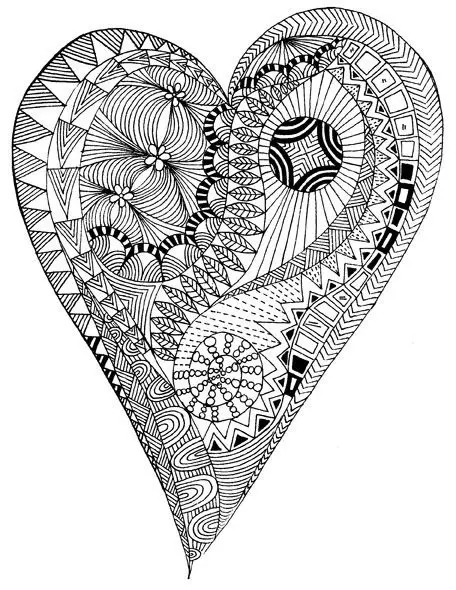 Coloriage Adulte Cœur Zen Anti Stress A Imprimer - Coeur à imprimer
