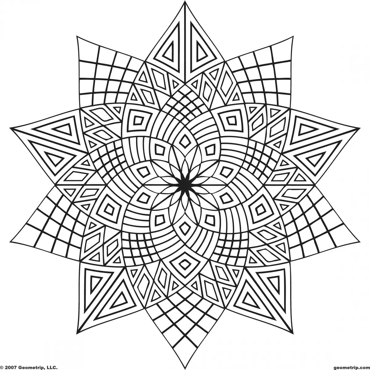 Coloriage Mandala complexe avec détails floraux - Adulte à imprimer