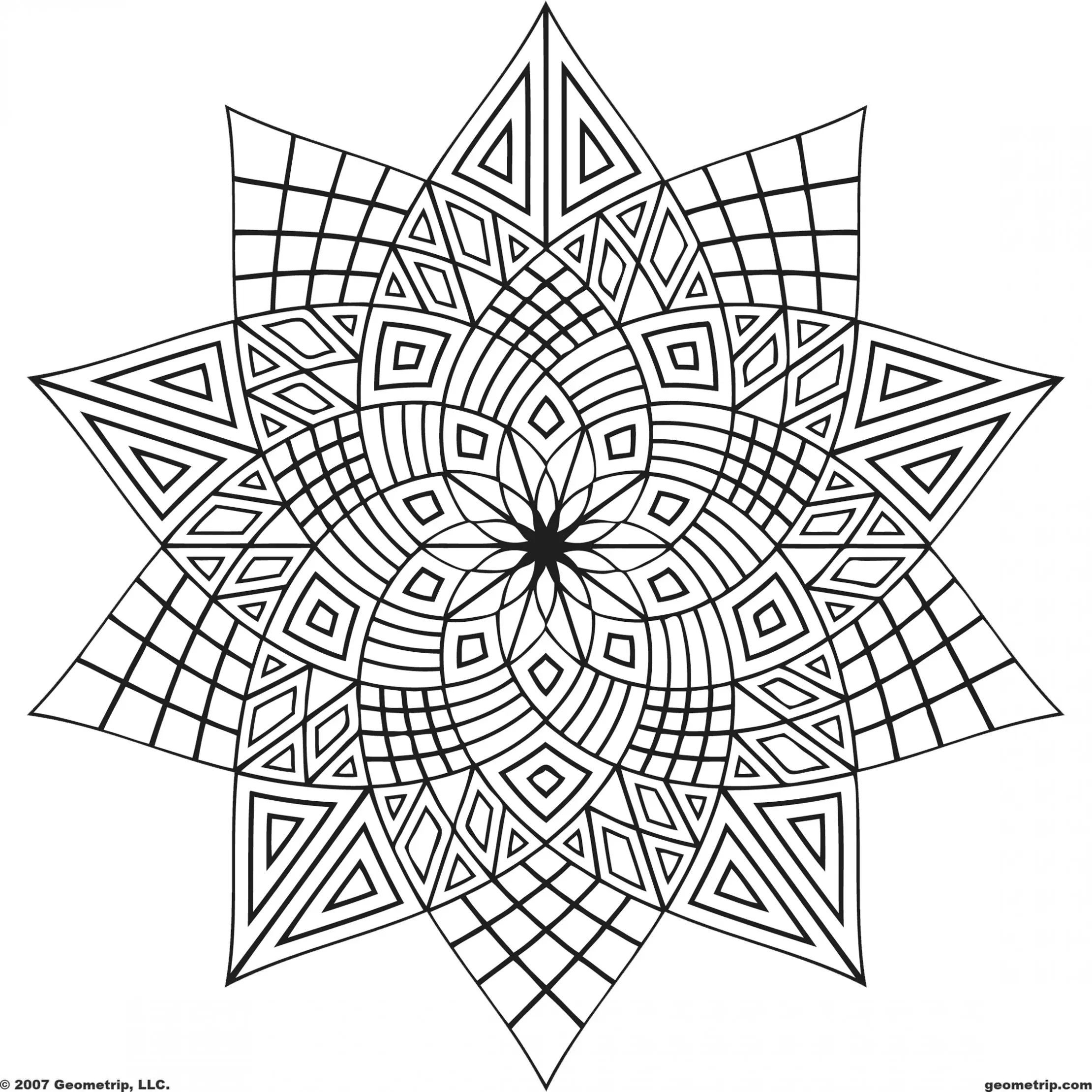 Coloriage Mandala complexe avec détails floraux - Adulte à imprimer