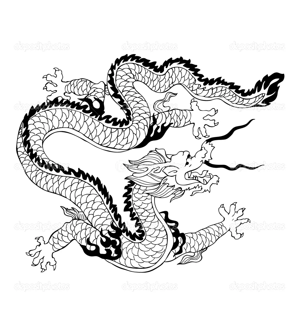 Coloriage Adulte Dragon Chinois - Dragon à imprimer