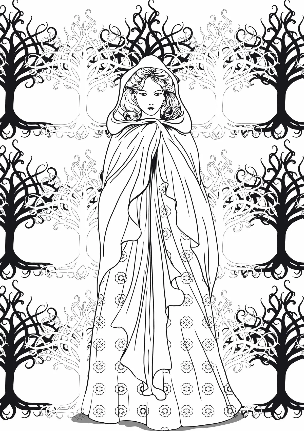Coloriage Adulte Femme Arbres Zen Anti Stress - Adulte à imprimer