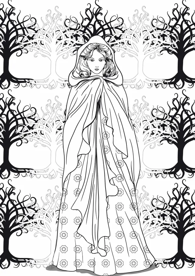 Coloriage Adulte Femme Arbres Zen Anti Stress - Adulte à imprimer