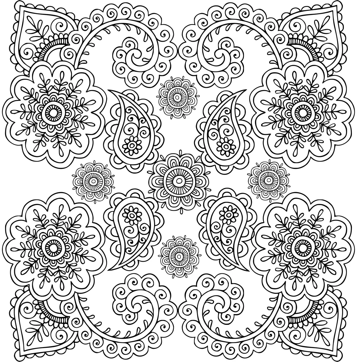 Coloriage Adulte Fleurs Motifs Varies - Adulte à imprimer