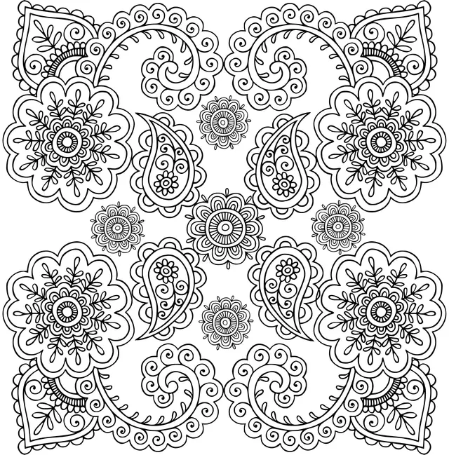 Coloriage Adulte Fleurs Motifs Varies - Adulte à imprimer