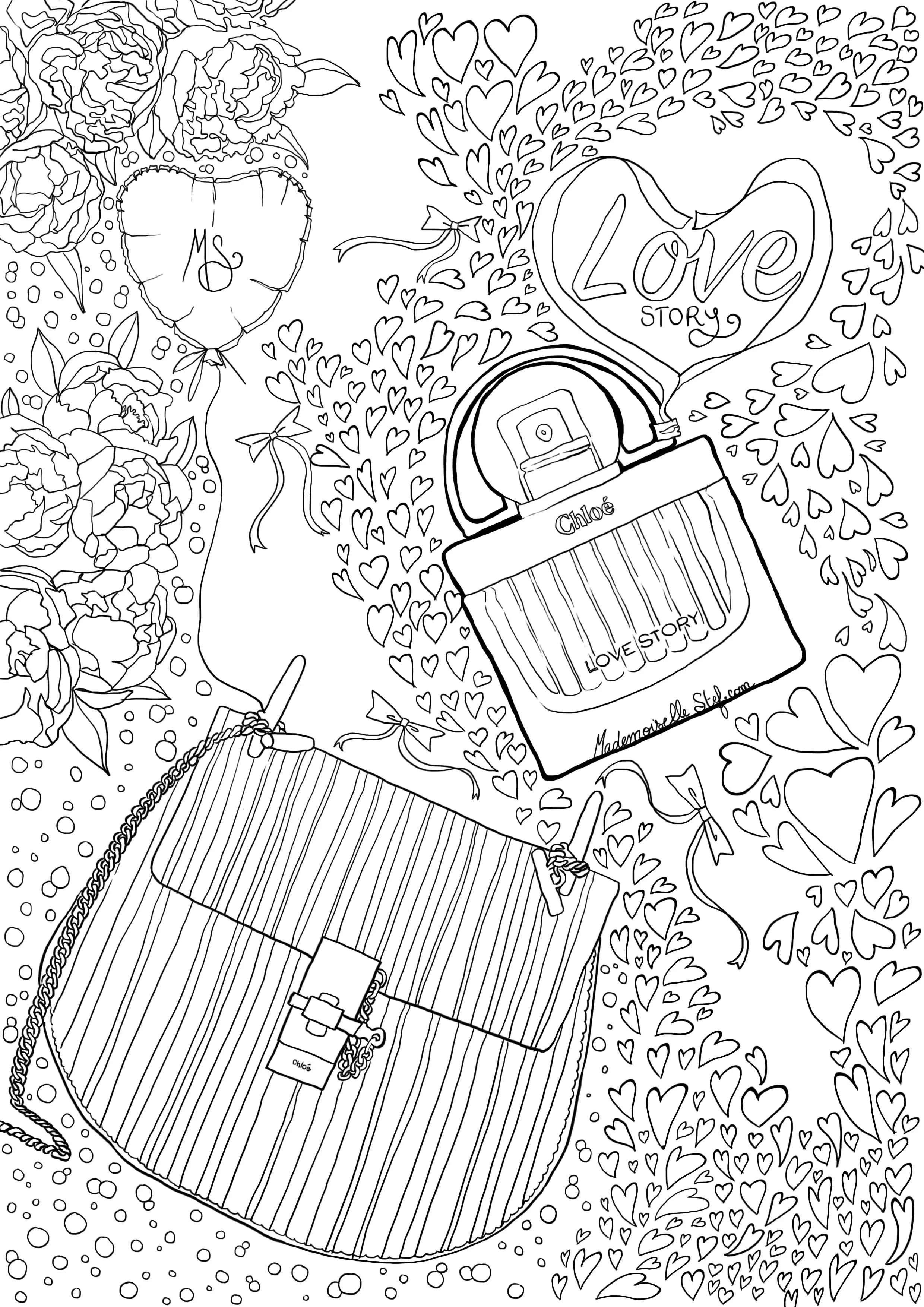 Coloriage Adulte Gratuite Chloe Love Story Hd Par Mademoiselle Stef - Adulte à imprimer