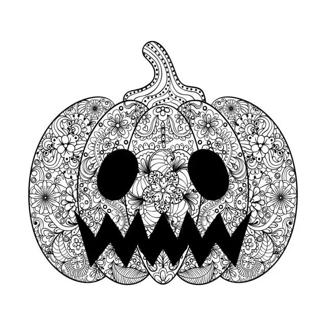 Coloriage Citrouille terrifiant pour Halloween - Adulte à imprimer