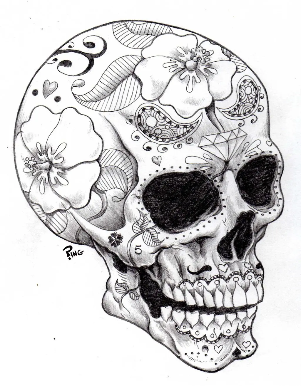 Coloriage Squelette Halloween avec détails osseux complexes - Adulte à imprimer