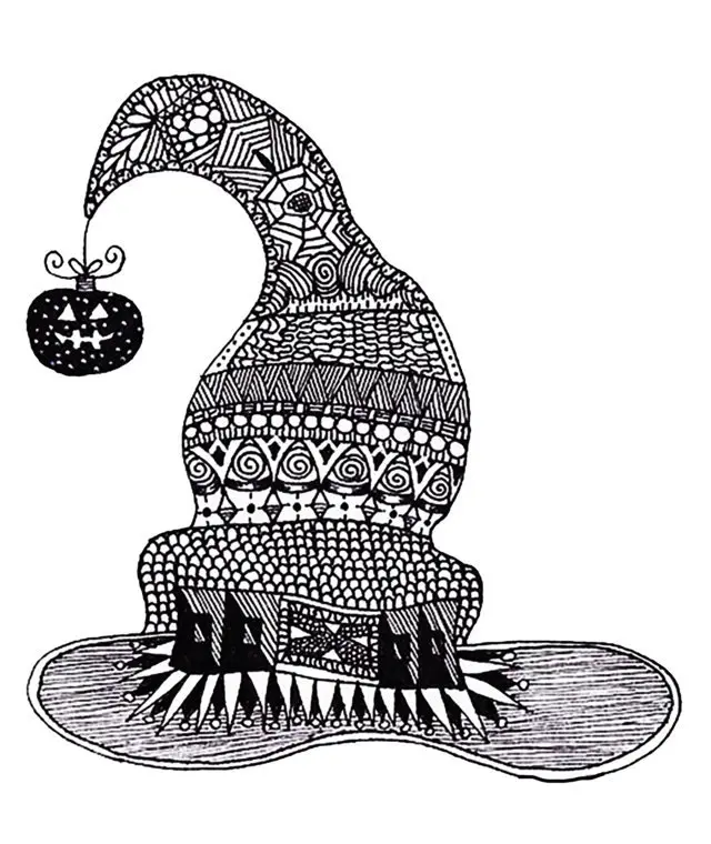 Coloriage Adulte Halloween Zentangle Chapeau - Adulte à imprimer