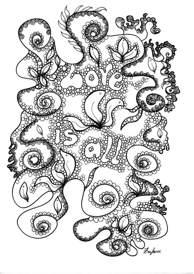 Coloriage Adulte Love Is All Par Zenfeerie - Adulte à imprimer