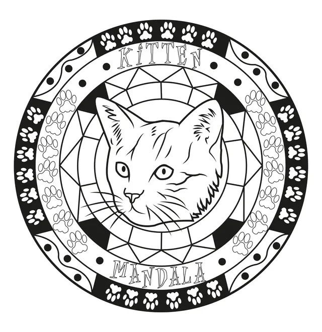 Coloriage Adulte Mandala Chat Chaton Original Facile - Adulte animaux à imprimer