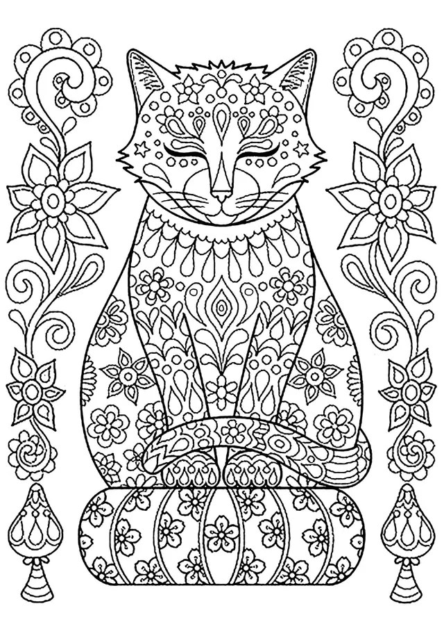 Coloriage Adulte Mandala Chat Zen - Chat à imprimer