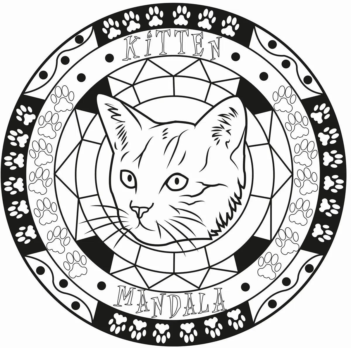 Elegant Cat Adult Mandala coloring page to print