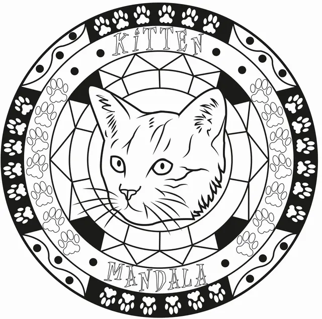 Coloriage Mandala chat élégant adulte - Mandala à imprimer