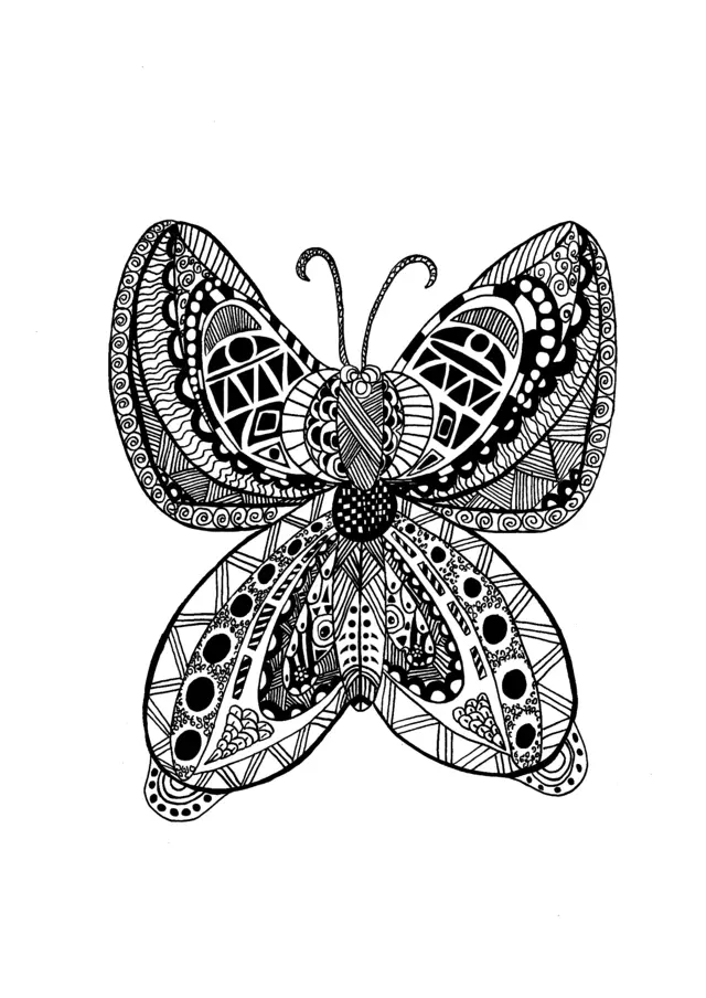 Coloriage Adulte Papillon Zentangle Celine - Adulte à imprimer