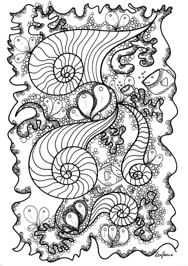 Coloriage Adulte Poisson Par Zenfeerie - Adulte à imprimer