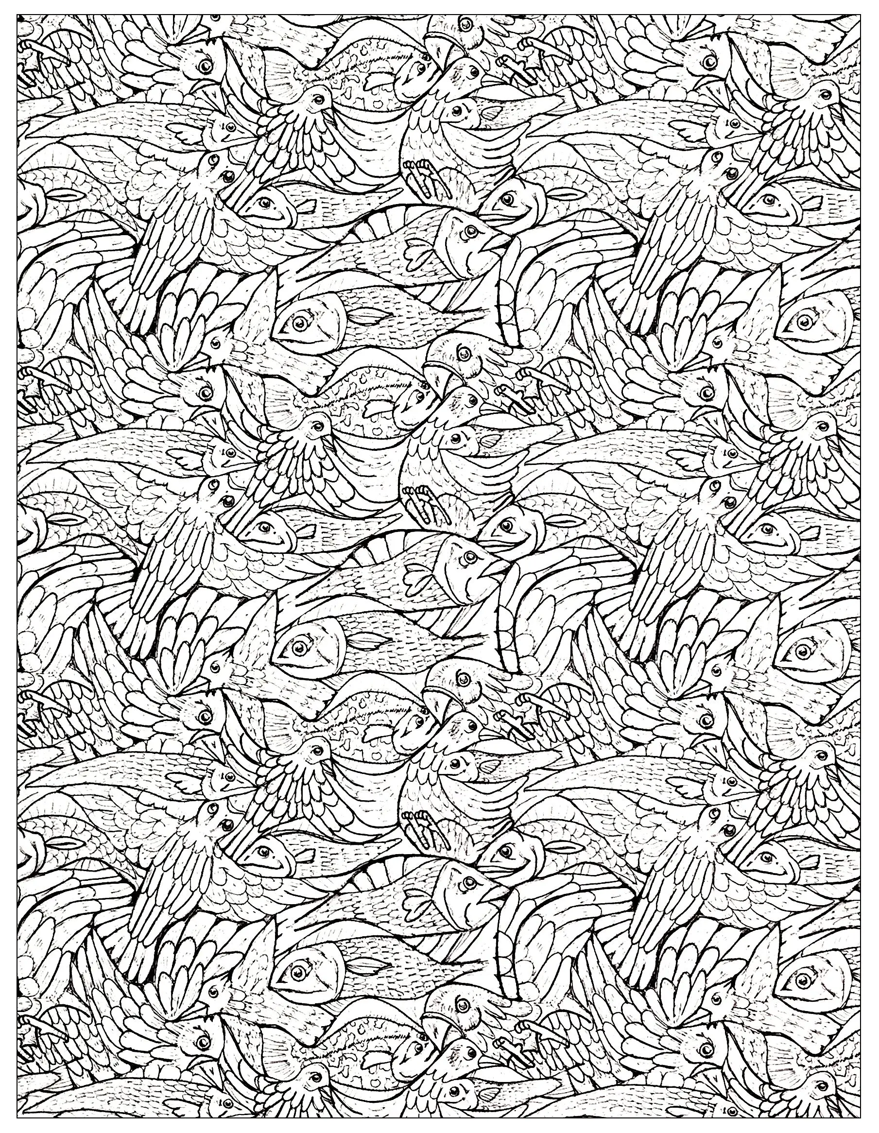 Coloriage Adulte Poissons 2 - Poisson à imprimer