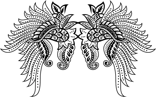 Coloriage Adulte Tatouage Ailes Avec Motifs Fleurss - Adulte à imprimer