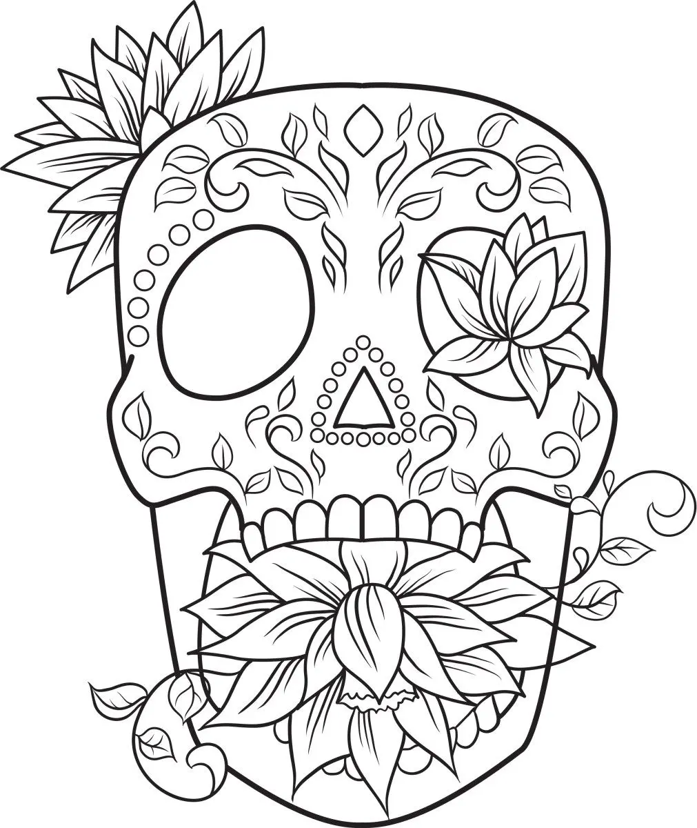 Coloriage Adulte Tête Squelette Antistress - Adulte à imprimer