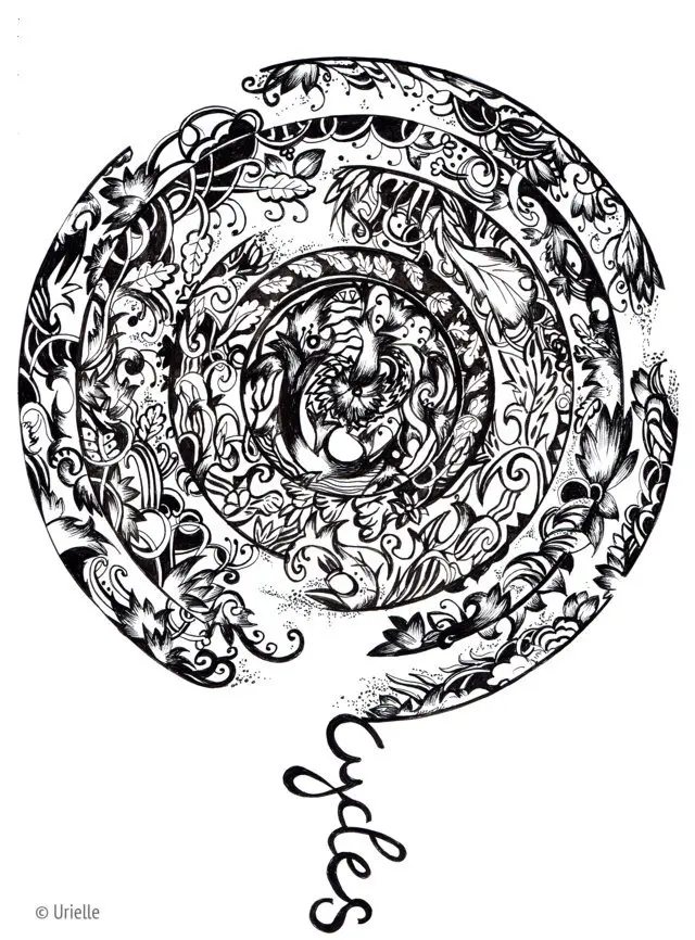 Coloriage Adulte Urielle Mandala Cycles - Adulte à imprimer