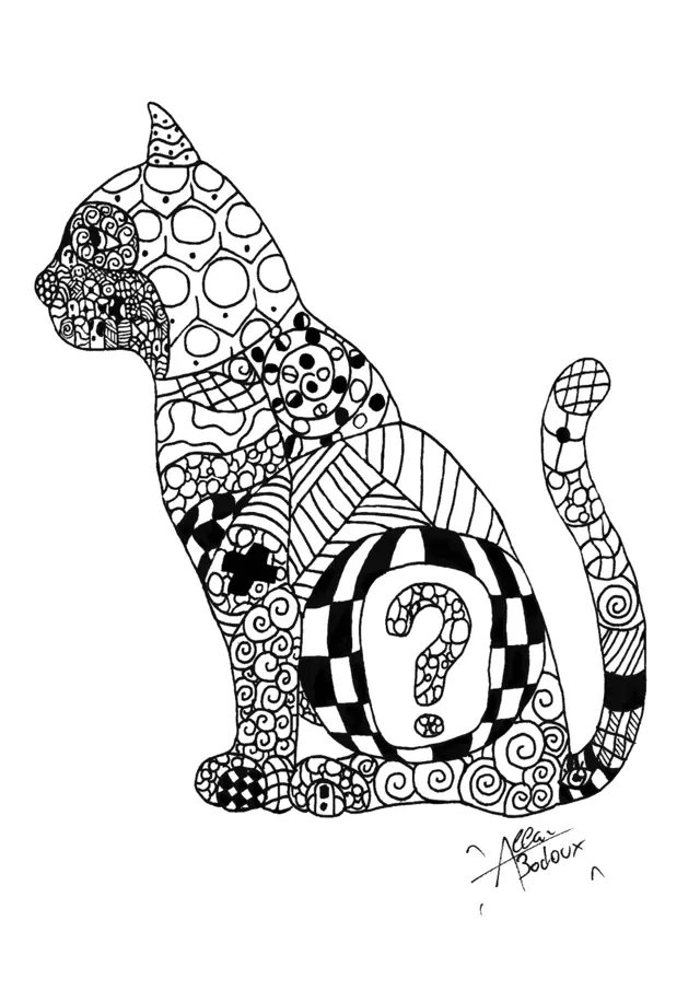 Coloriage Adulte Zentangle Cat - Adulte à imprimer
