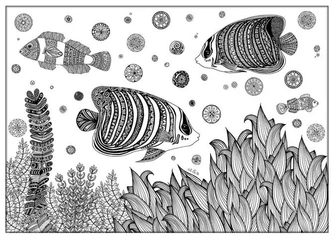 Coloriage Adulte Zentangle Poisson Sabrina - Adulte à imprimer