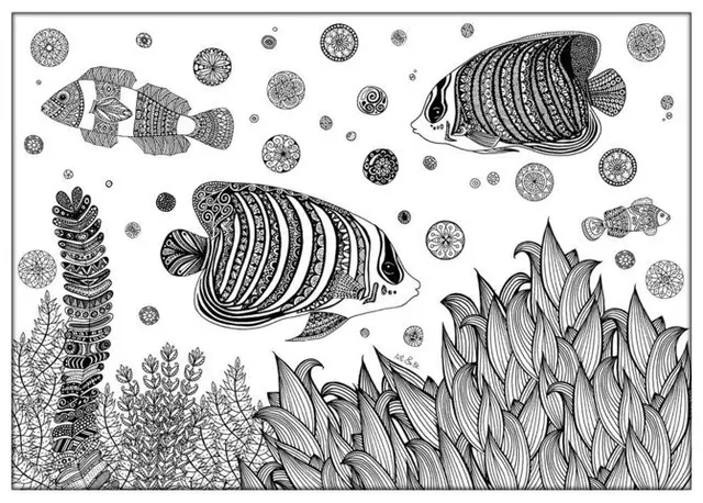 Coloriage Adulte Zentangle Poisson Sabrina - Adulte à imprimer