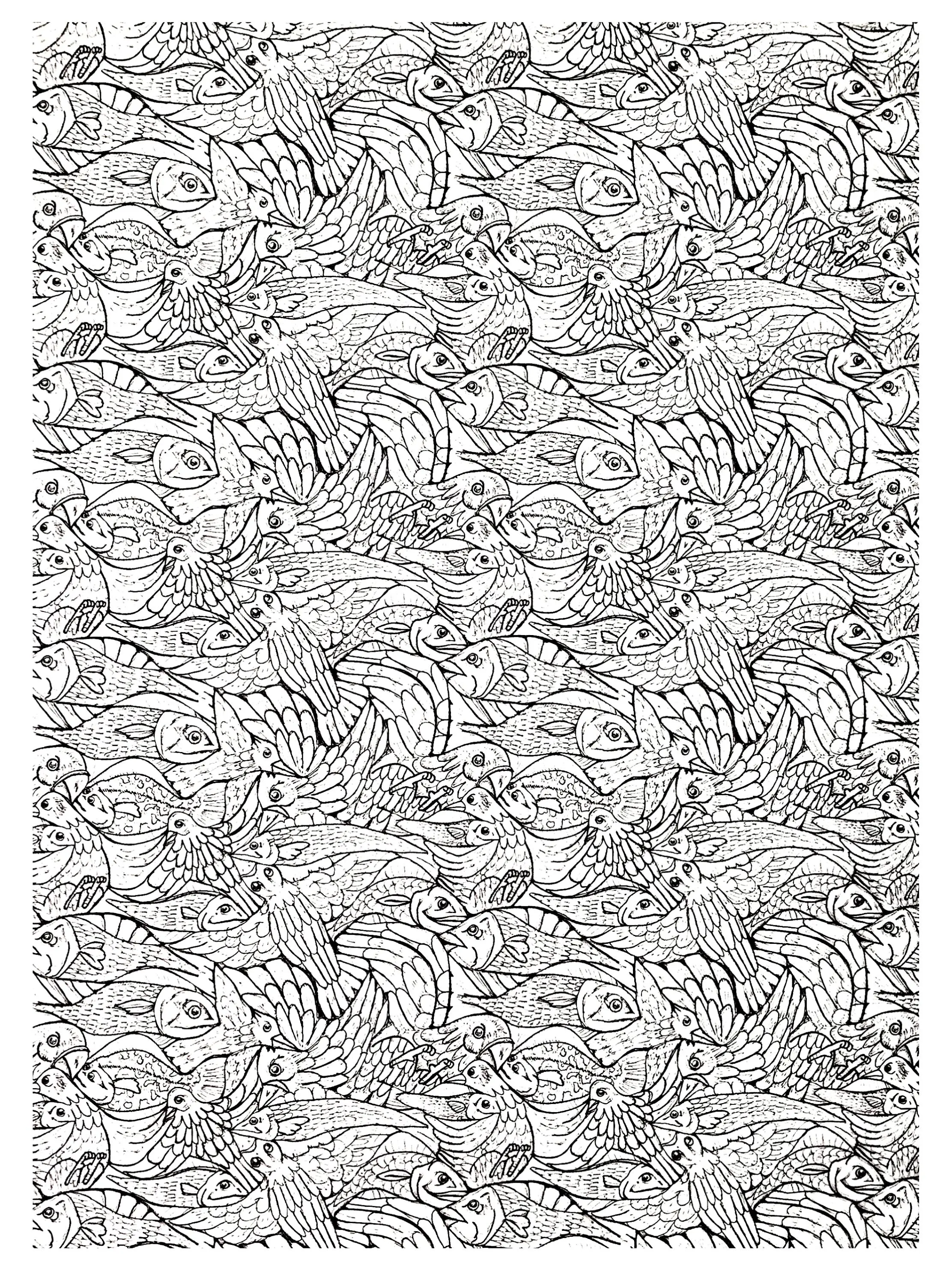 Coloriage Adultes Poissons Complexe - Poisson à imprimer
