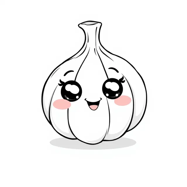 Coloriage Ail Facile Légumes Kawaii - Legumes à imprimer