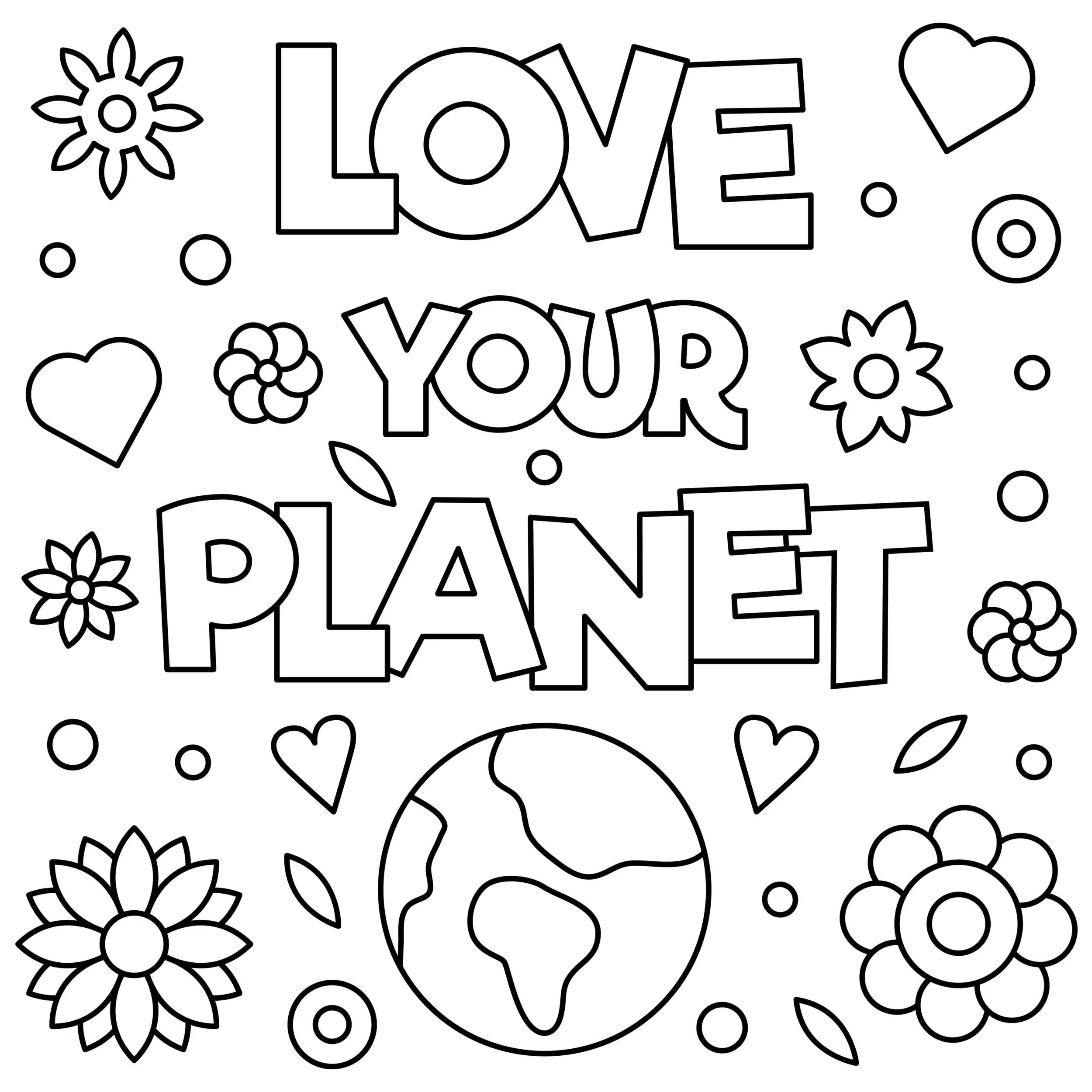Coloriage Aime Ta Planète Pour Le Jour De La Terre - Jour de la Terre à imprimer