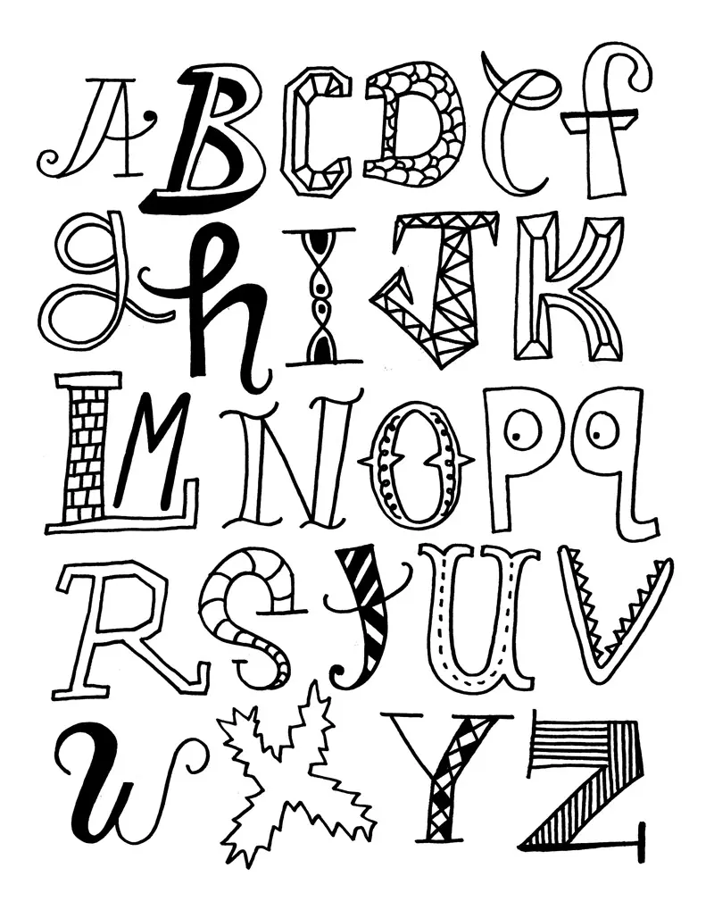 Coloriage Alphabet Rigolo Different - Alphabet à imprimer