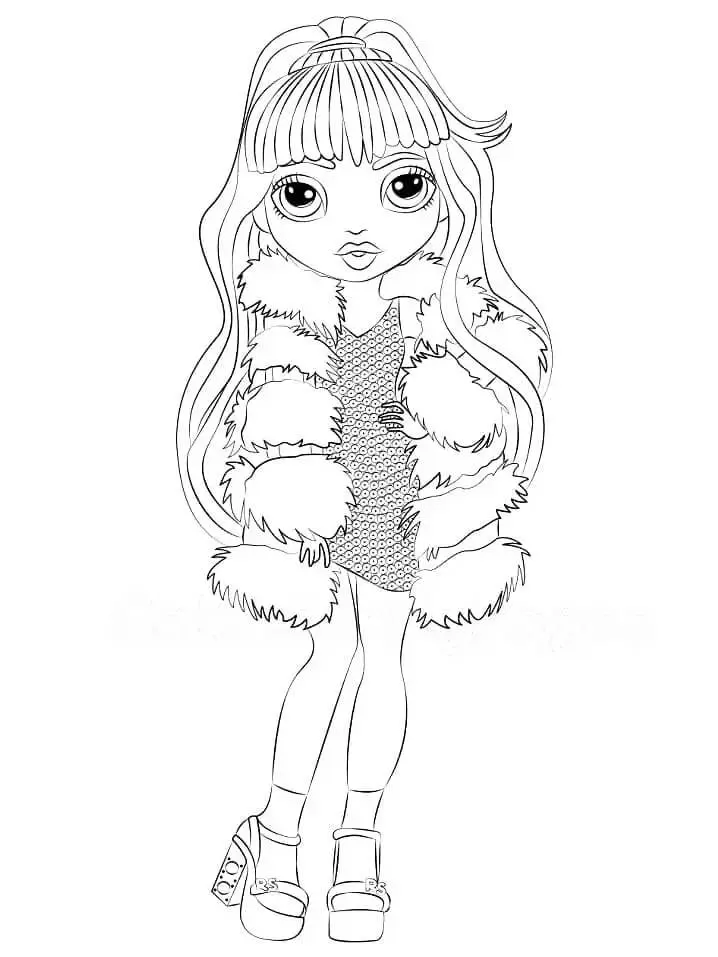 Coloriage Amaya Raine En Tenue D'hiver Chic - Rainbow high à imprimer