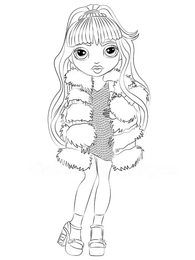 Dibujo de Amaya Raine con su elegante look de invierno para colorear
