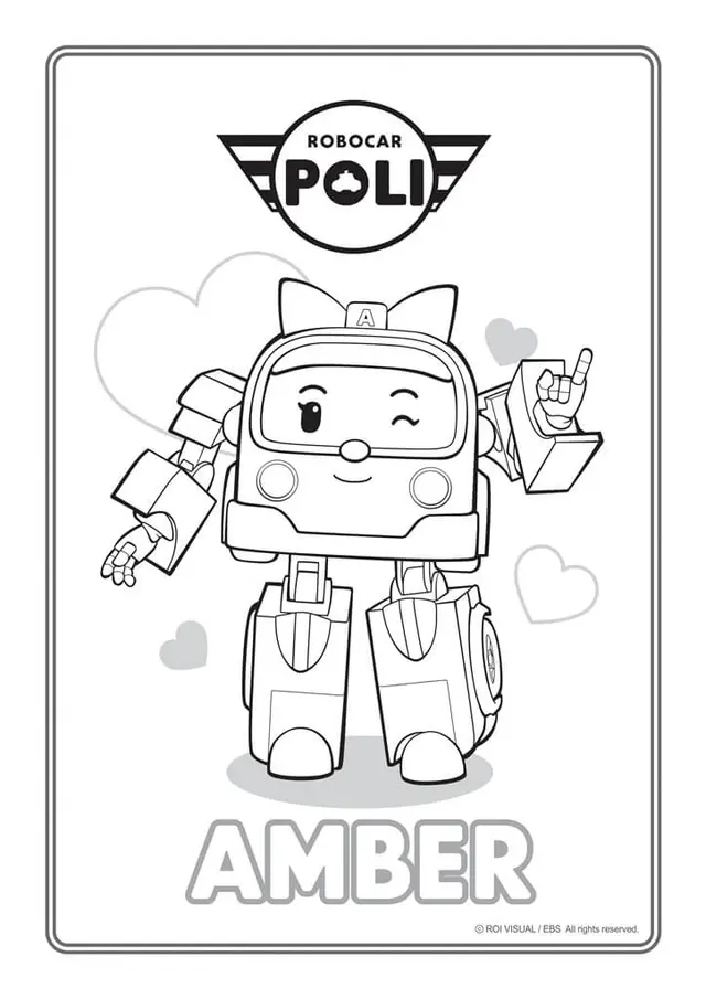 Desenho de Amber do Robocar Poli - Ambulância Rosa para colorir