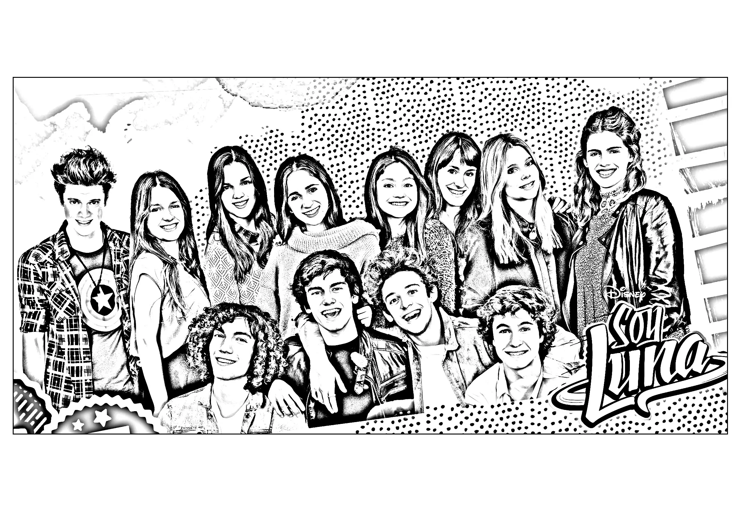 Coloriage Amis de Soy Luna patinant ensemble - Soy luna à imprimer