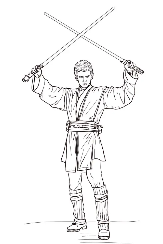Coloriage Anakin Skywalker et ses Sabres Laser - Star wars à imprimer