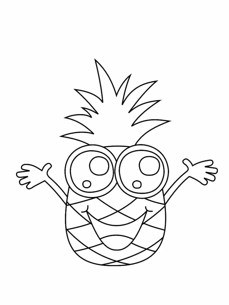 Disegno di Ananas Kawaii da stampare