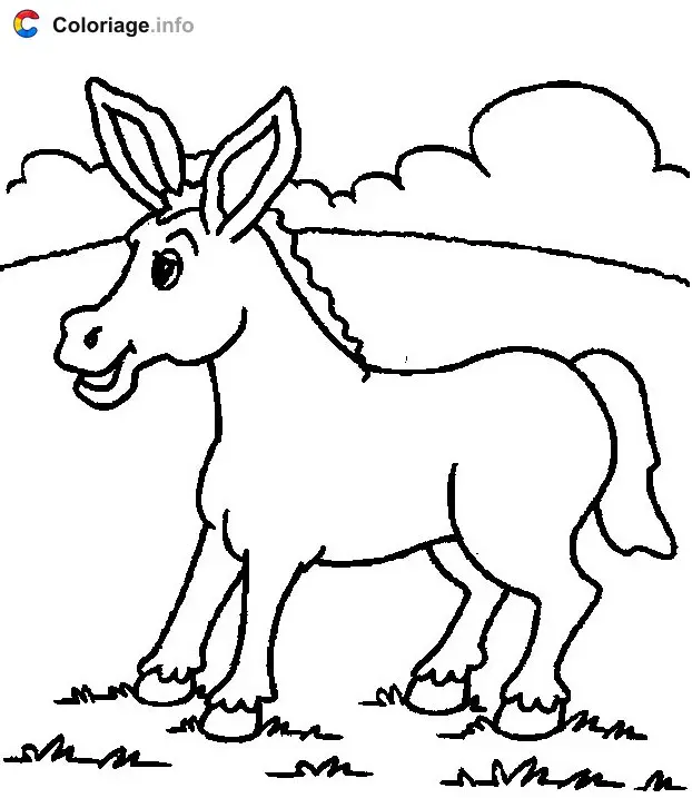 Donkey in the Meadow coloring page to print