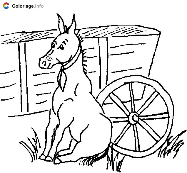 Donkey with a Cart coloring page to print