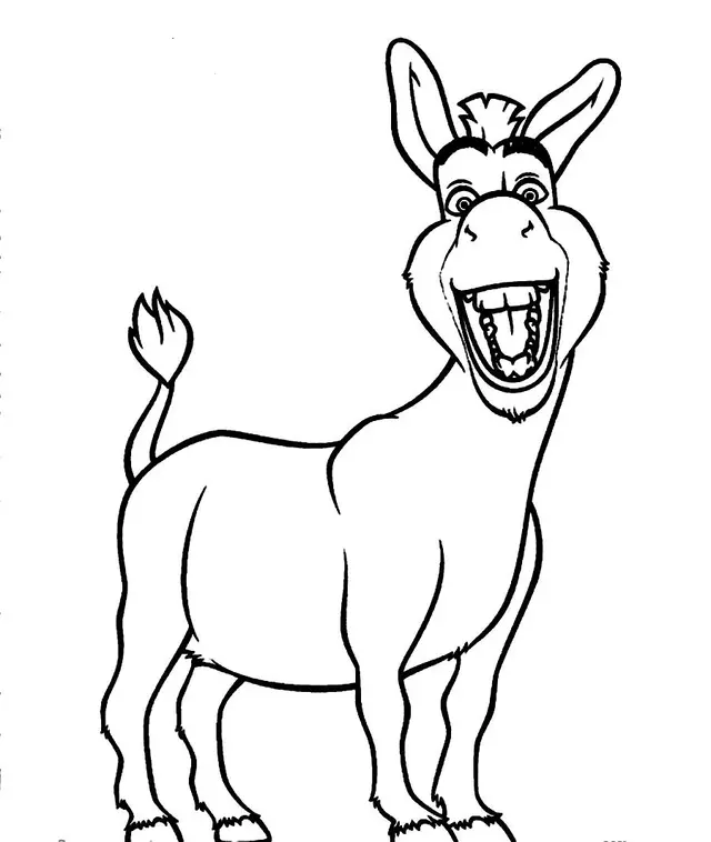 Coloriage Âne Shrek Avec Le Sourire - Âne à imprimer