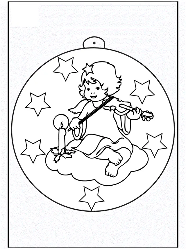 Coloriage Ange de Noël aux ailes dorées et couronne - Ange de Noël à imprimer