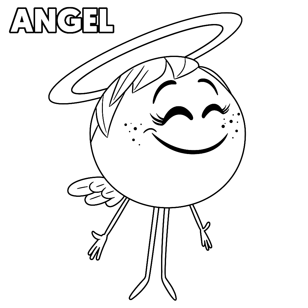 Angel Emoji from The Secret World of Emojis coloring page to print