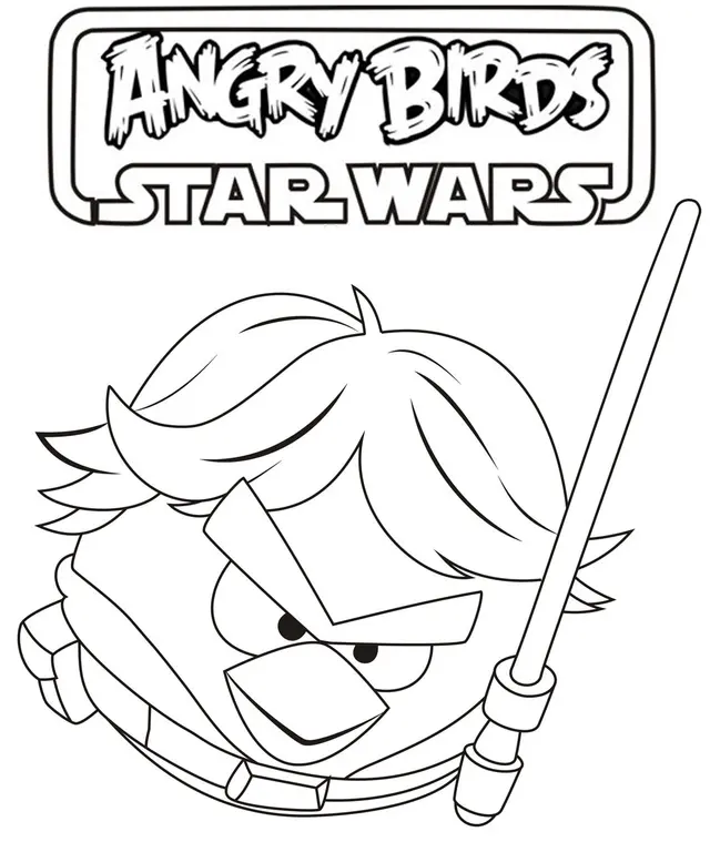 Coloriage Angry Birds Star Wars en combat - Star wars à imprimer