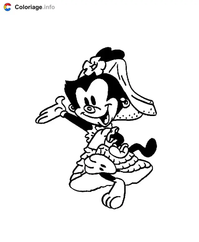 Coloriage Dot Warner dansant avec élégance - Animaniacs à imprimer