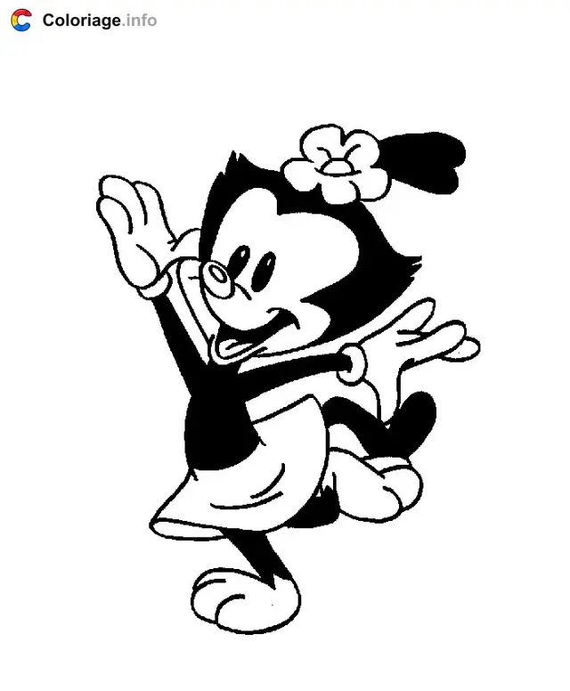 Coloriage Animaniacs Dot dansant avec une fleur - Animaniacs à imprimer
