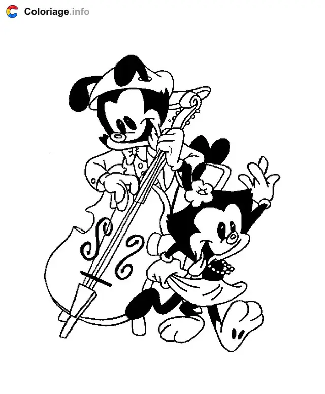 Coloriage Les Warner jouant de la musique - Animaniacs à imprimer