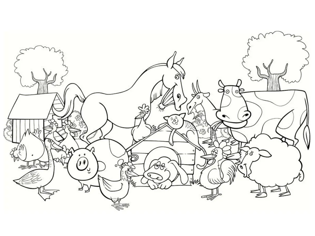 Farm Animals for Kids coloring page to print