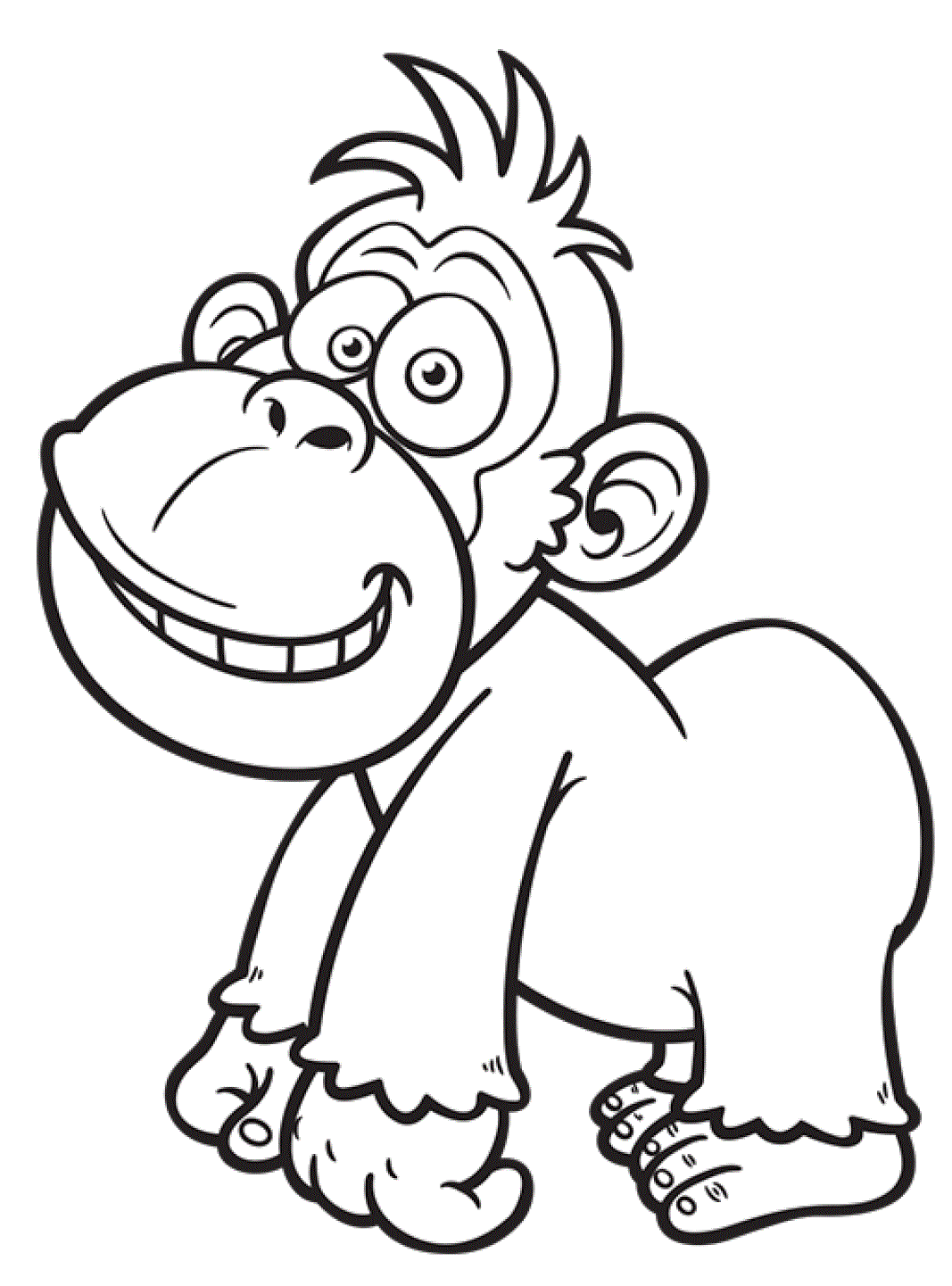 Ausmalbild Baby Gorilla Dschungeltiere zum Ausdrucken