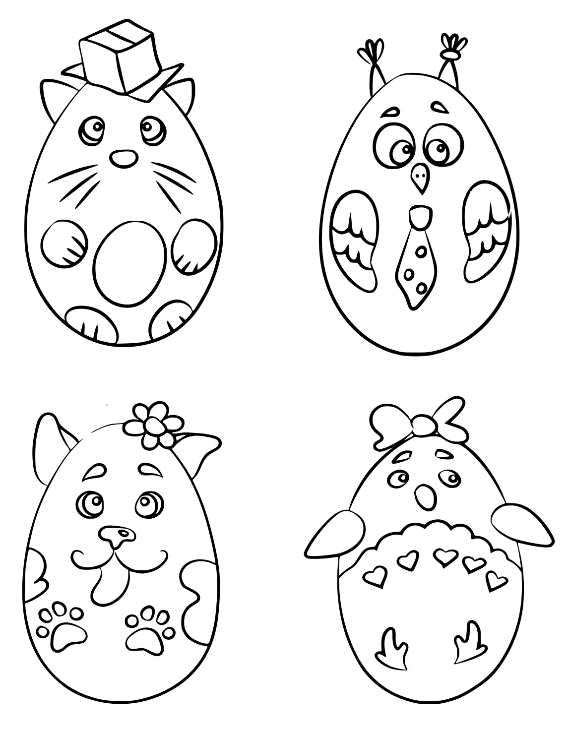 Coloriage Animaux En Forme De Œufs De Pâques - Pâques à imprimer