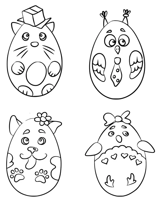 Coloriage Animaux En Forme De Œufs De Pâques - Pâques à imprimer