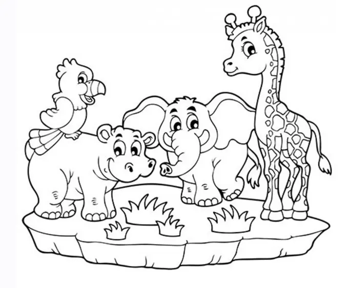 Ausmalbild Ausmalbilder Dschungeltiere für den Kindergarten zum Ausdrucken